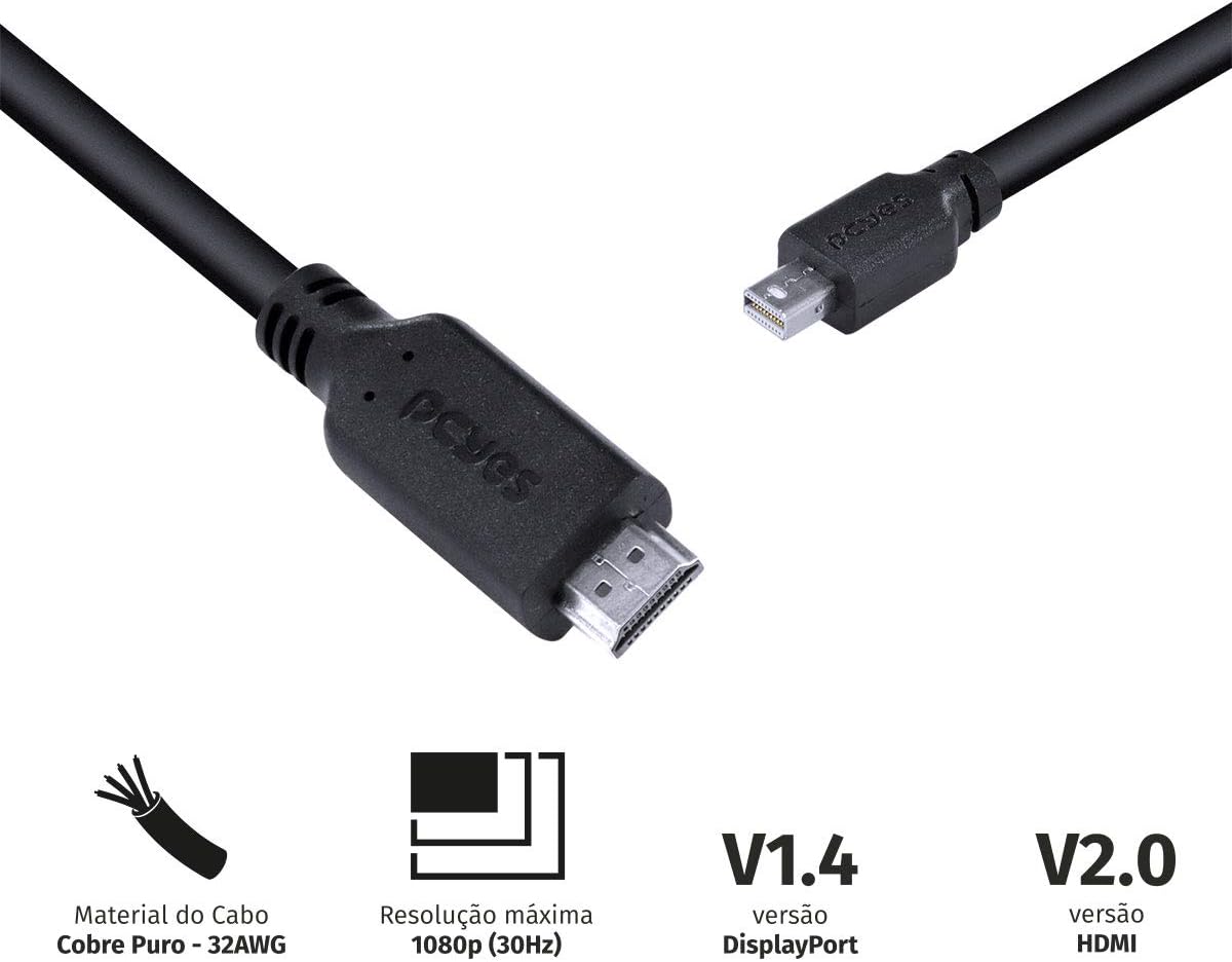 Cabo Mini Displayerport para HDMI, 2 metros - PMDPH-2 - Imagem 4