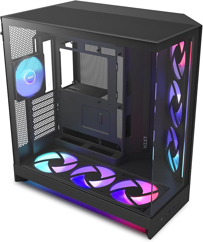 Gabinete Nzxt H9 Flow RGB+ 2025 Usb Type-C Preto 7 Fans Vidro Temperado Mid Tower - CM-H92FB-P1 - Imagem 2