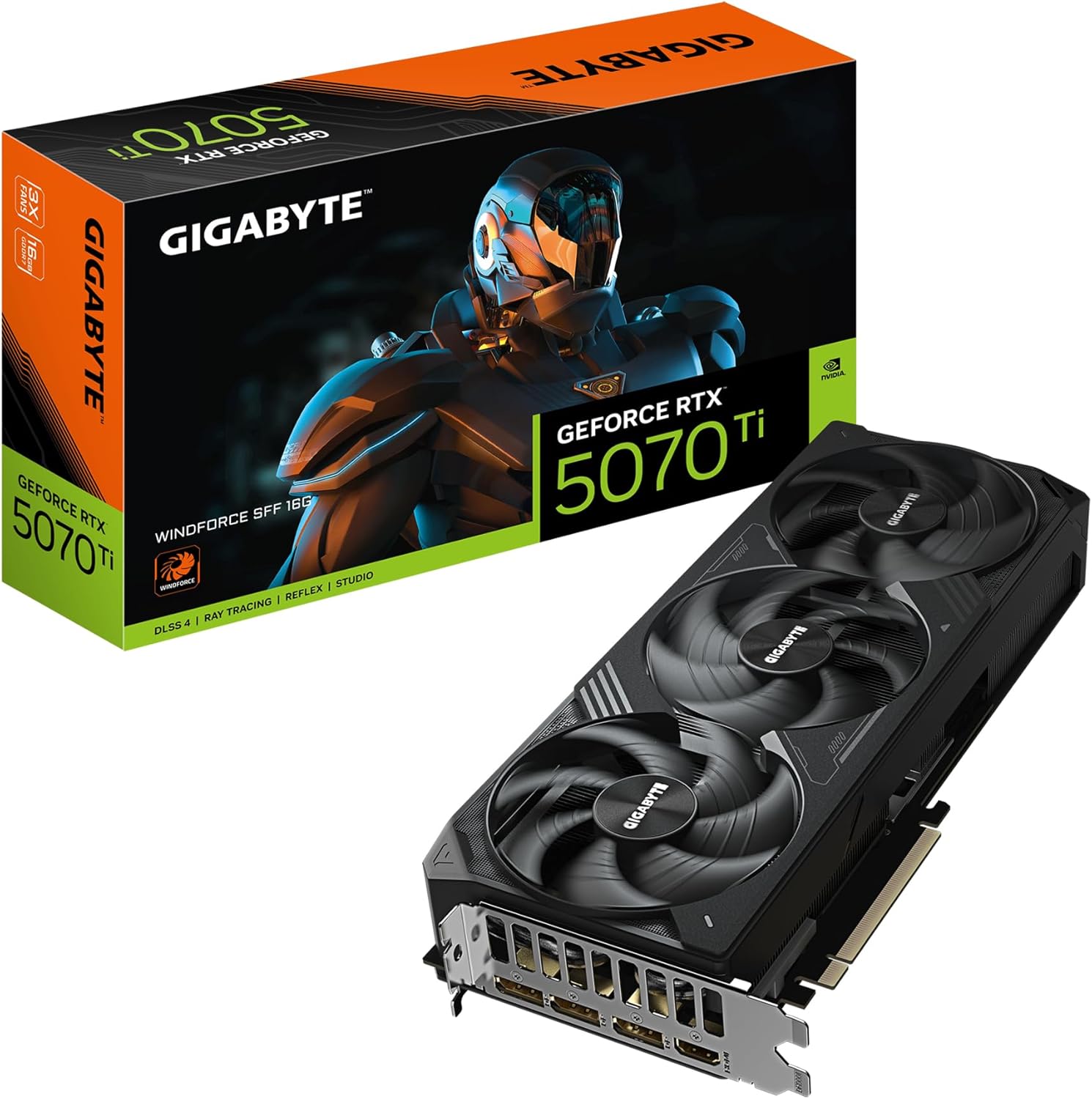 Placa de Vídeo RTX 5070 Ti Gigabyte NVIDIA GeForce, Windforce SFF, 16GB, GDDR7, DLSS, Ray Tracing