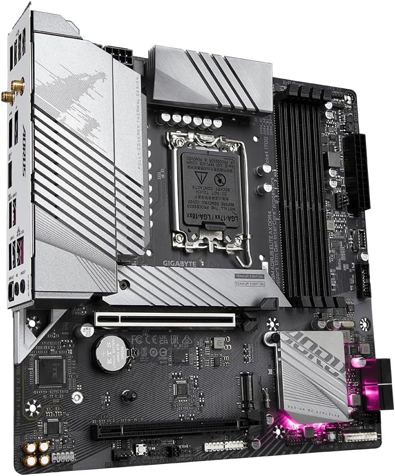 Placa Mae B760M Aorus Elite AX, WiFi e Bluetooth, LGA 1700, M-ATX, 4x slots DDR4, 2x slots NVME - Imagem 3