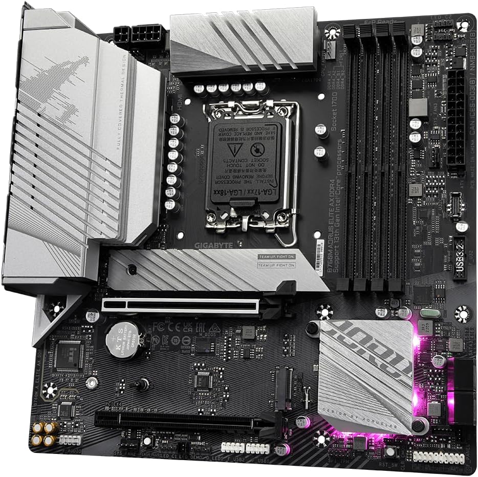 Placa Mae B760M Aorus Elite AX, WiFi e Bluetooth, LGA 1700, M-ATX, 4x slots DDR4, 2x slots NVME - Imagem 2