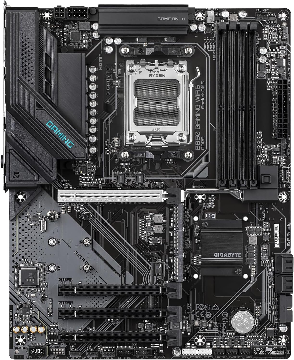 Placa Mãe Gigabyte B850 GAMING WIFI 6, AMD AM5, ATX, DDR5, RGB, WiFi 6, Bluetooth - Imagem 2
