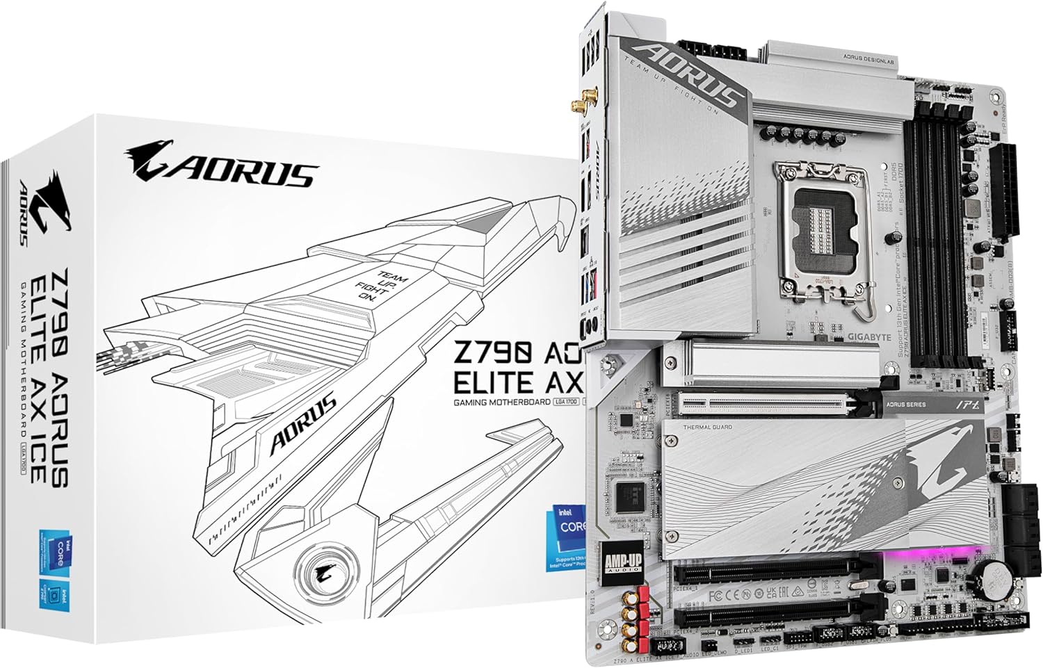 Placa Mãe Branca Z790 Aorus Elite AX Ice, DDR5, Intel LGA 1700, ATX, WIFI 6E, Bluetooth
