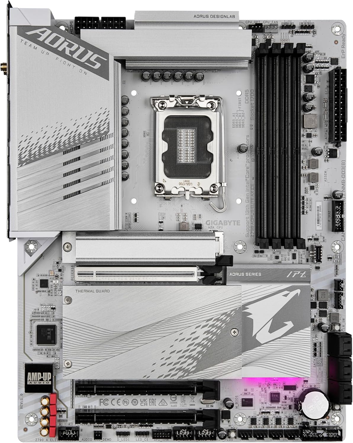 Placa Mãe Branca Z790 Aorus Elite AX Ice, DDR5, Intel LGA 1700, ATX, WIFI 6E, Bluetooth - Imagem 2