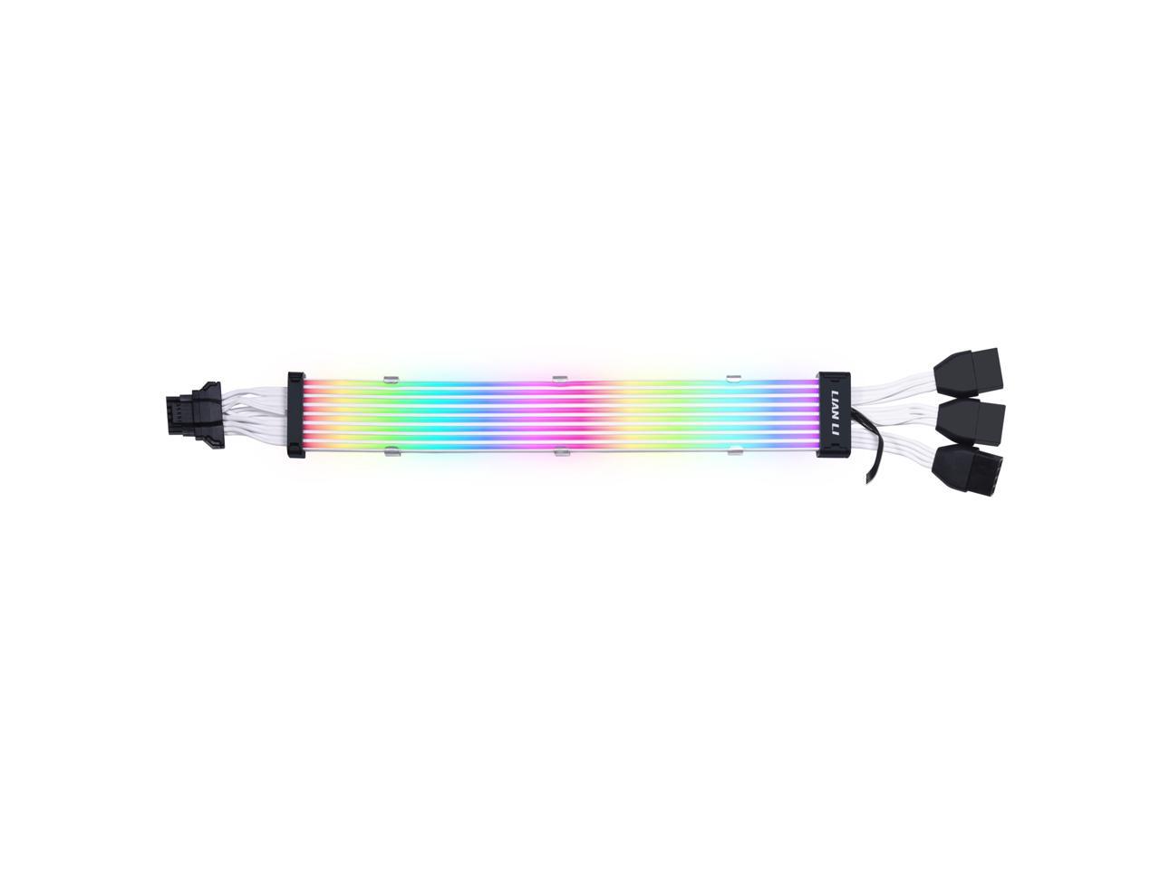 Cabo para Fonte Sleeved Lian Li Strimer Plus V2 Triplo 8 Pinos, PG5, ATX 3.0, GPU 600W, ARGB, 335mm - PW168-8PV2-BLACK - Imagem 4