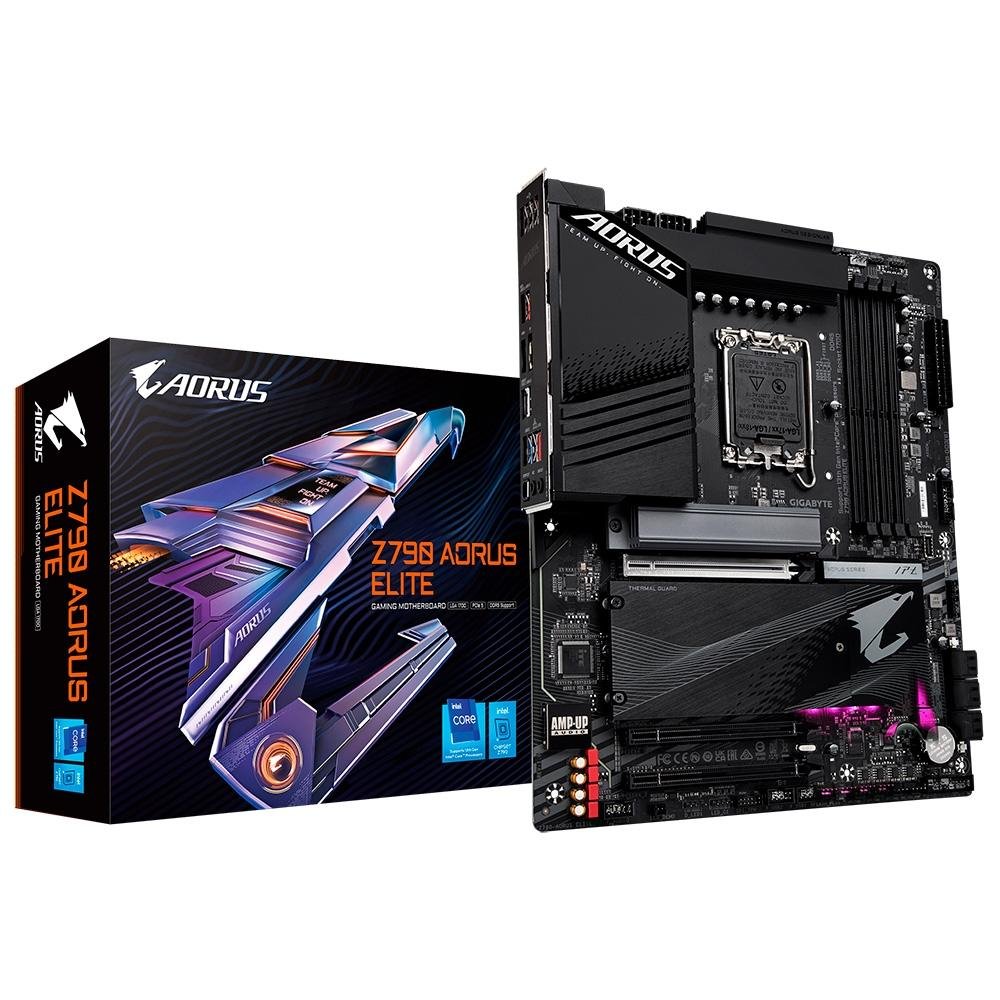 Placa Mãe Z790 Aorus Elite, Intel LGA 1700, ATX, 4x slots DDR5, 3x slots M2, RGB