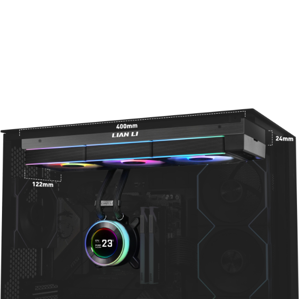 Water Cooler Lian Li Hydroshift II LCD-C 360CL Uni Fan Preto ARGB 360mm - GHS2LCD36RB - Imagem 3