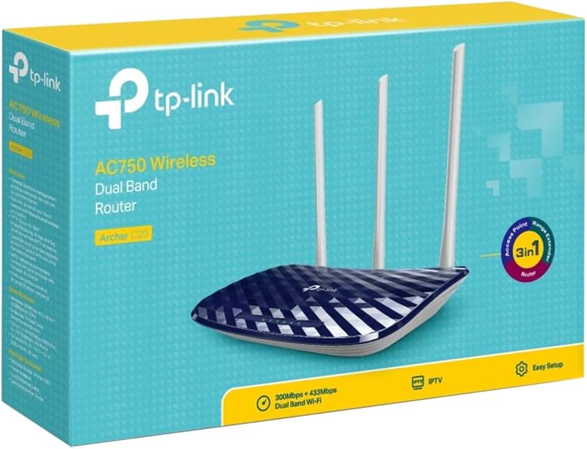 Roteador TP-Link Archer C20W AC750 Wisp Preset Wireless Dual Band 2,4/5Ghz 3 Ant Fixas
