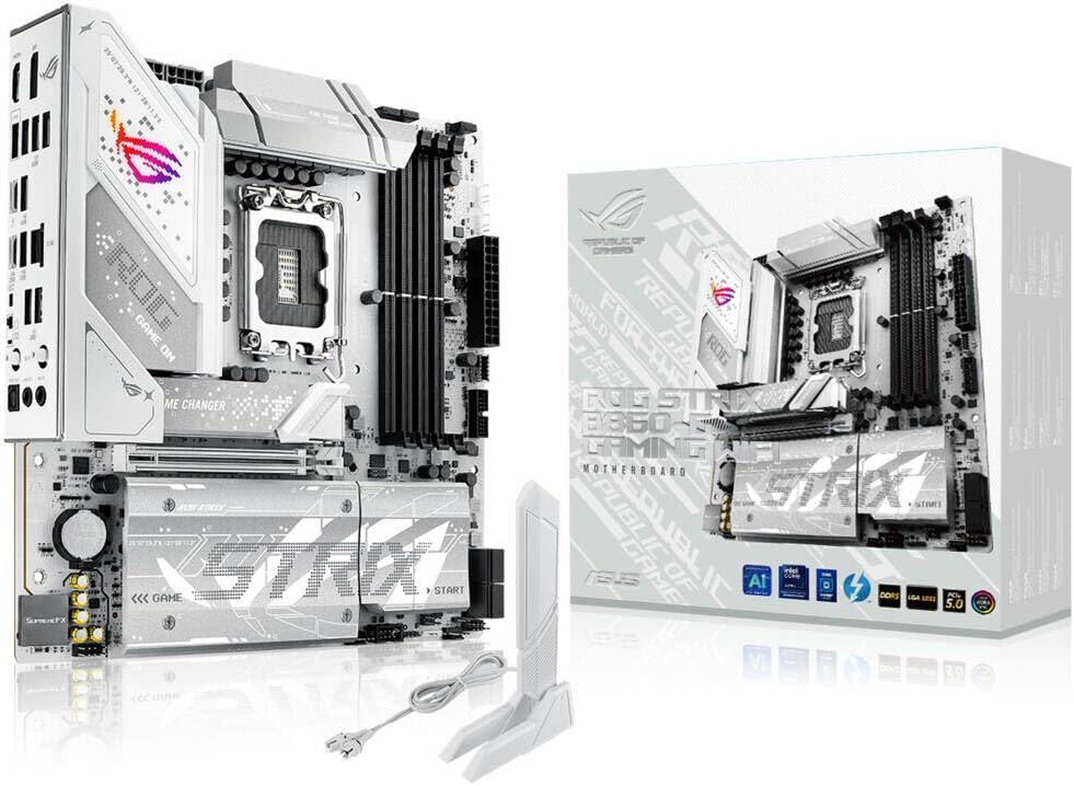 Placa Mae Asus ROG Strix B860 G Gaming WiFi 7 e Bluetooth, DDR5, Intel LGA1851, M-ATX, PCI 5.0, 4x slots M2