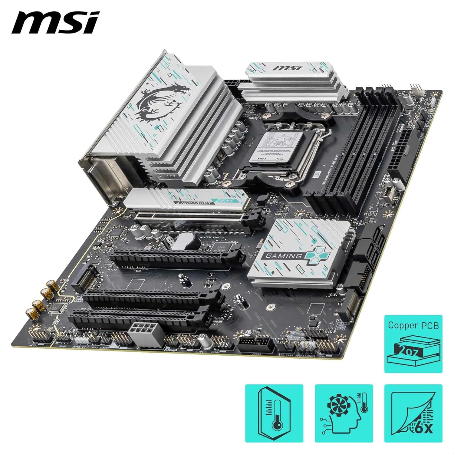 Placa Mãe MSI B850 GAMING PLUS WIFI7 e Bluetooth, AM5, 4xDDR5, USB 4, 3x M2 - Imagem 4