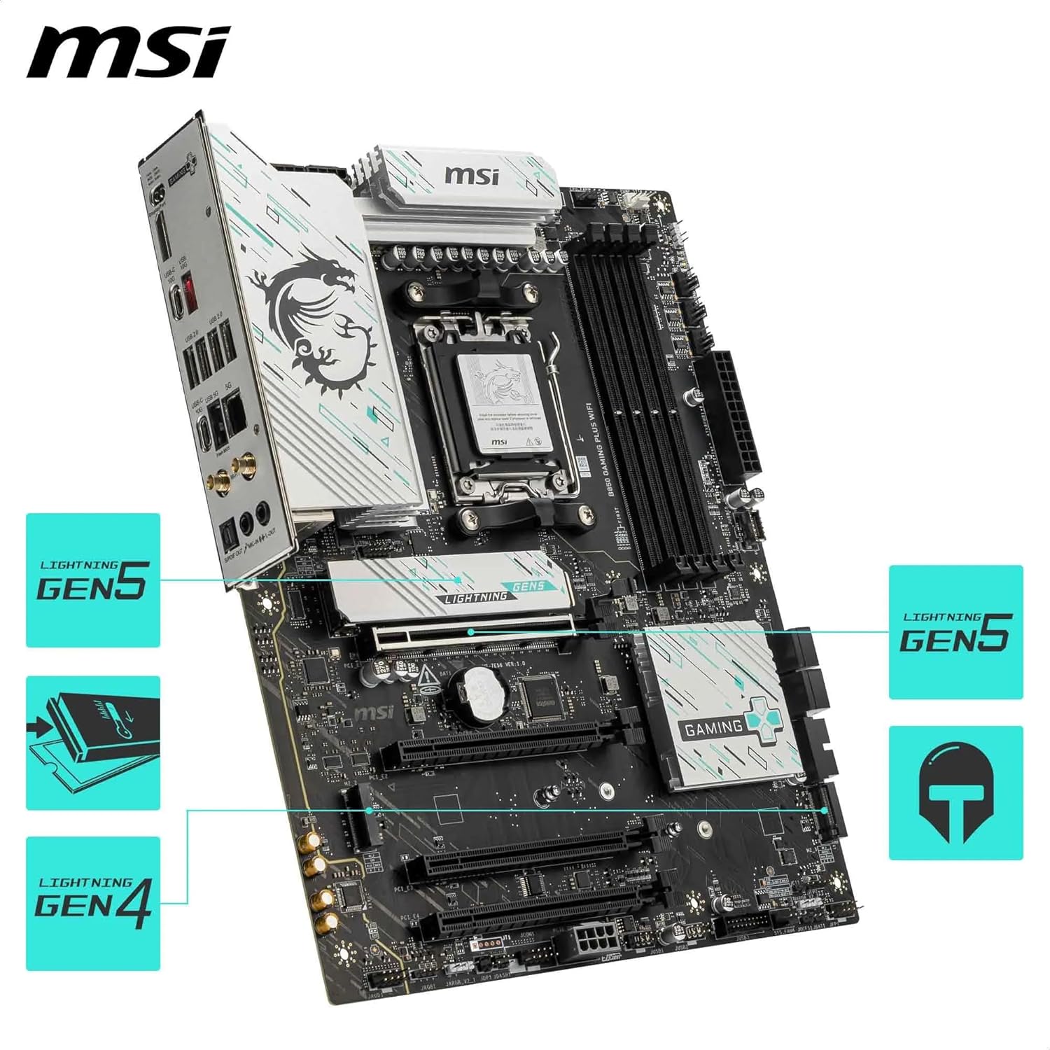 Placa Mãe MSI B850 GAMING PLUS WIFI7 e Bluetooth, AM5, 4xDDR5, USB 4, 3x M2 - Imagem 5