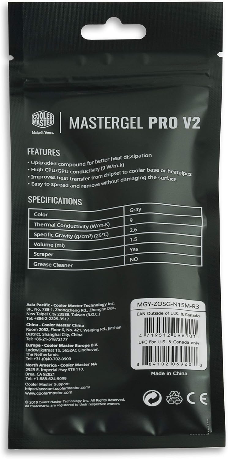 Pasta Térmica para Processador Cooler Master MasterGel Pro V2, 4G, 1.5ml, Cinza, 9 W/m-K - MGY-ZOSG-N15M-R3 - Imagem 2