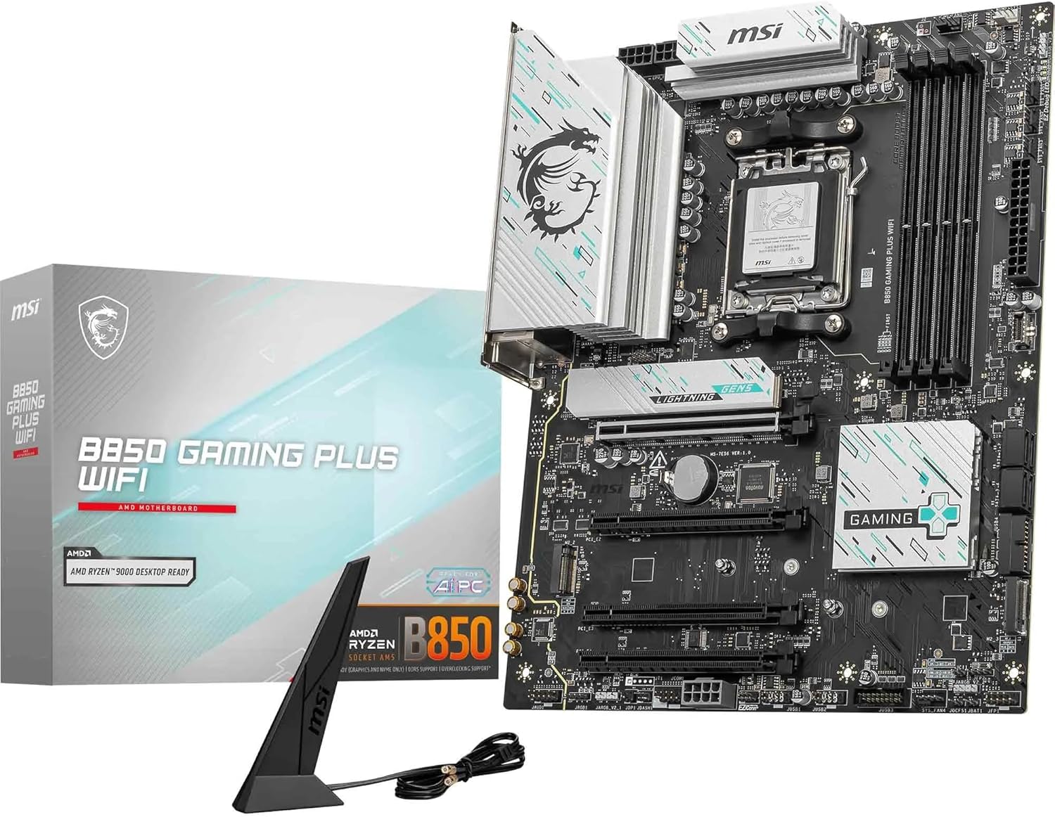 Placa Mãe MSI B850 GAMING PLUS WIFI7 e Bluetooth, AM5, 4xDDR5, USB 4, 3x M2