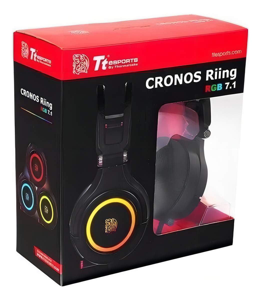 Headset Cronos Riing Rgb 7.1 Digital 3d Thermaltake Cor Preto/Vermelho