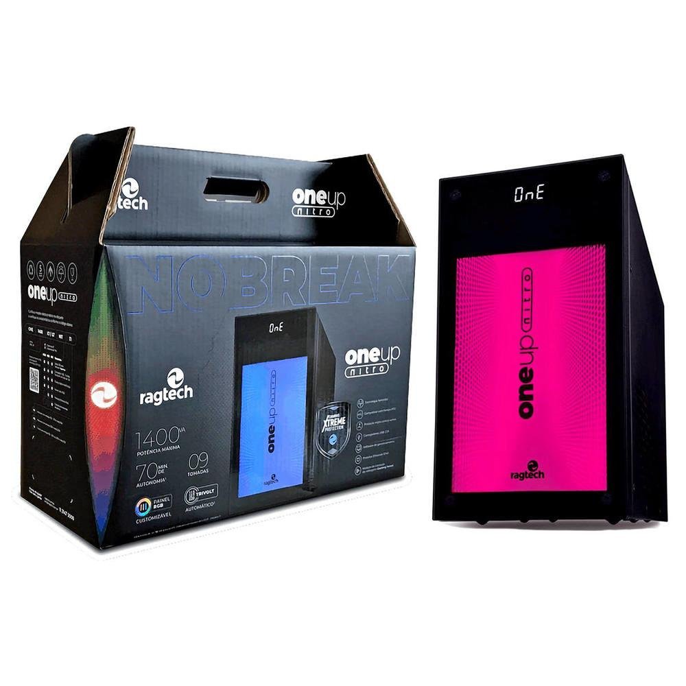 Nobreak Ragtech Gamer ONE UP 2000VA NITRO TI Senoidal True Full Range S/115V Painel RGB USB/RJ45 Bat 2x9Ah