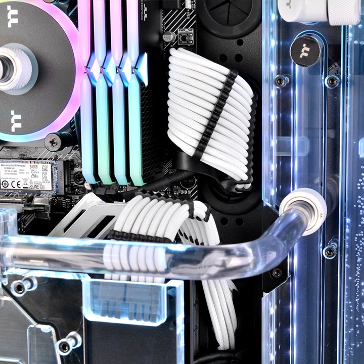 Kit de 7 Cabos Sleeved Thermaltake 300MM, Branco, All White- AC-050-CN6NAN-A3 - Imagem 4