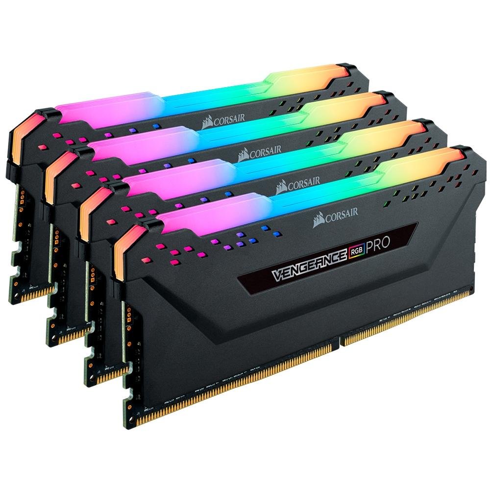 Memória Corsair Vengeance RGB Pro, 32GB (4x8GB), 3200MHz, DDR4, CL16, Preto - CMW32GX4M4C3200C16 - Imagem 2