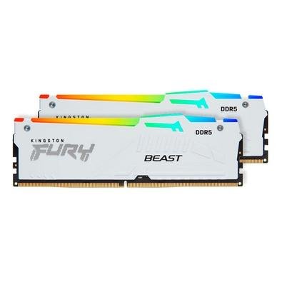 Memória RAM DDR5 32GB (2X16GB), 6000MT/s, Kingston Fury Beast Expo, RGB, CL30, Branco - KF560C30BWEAK2-32