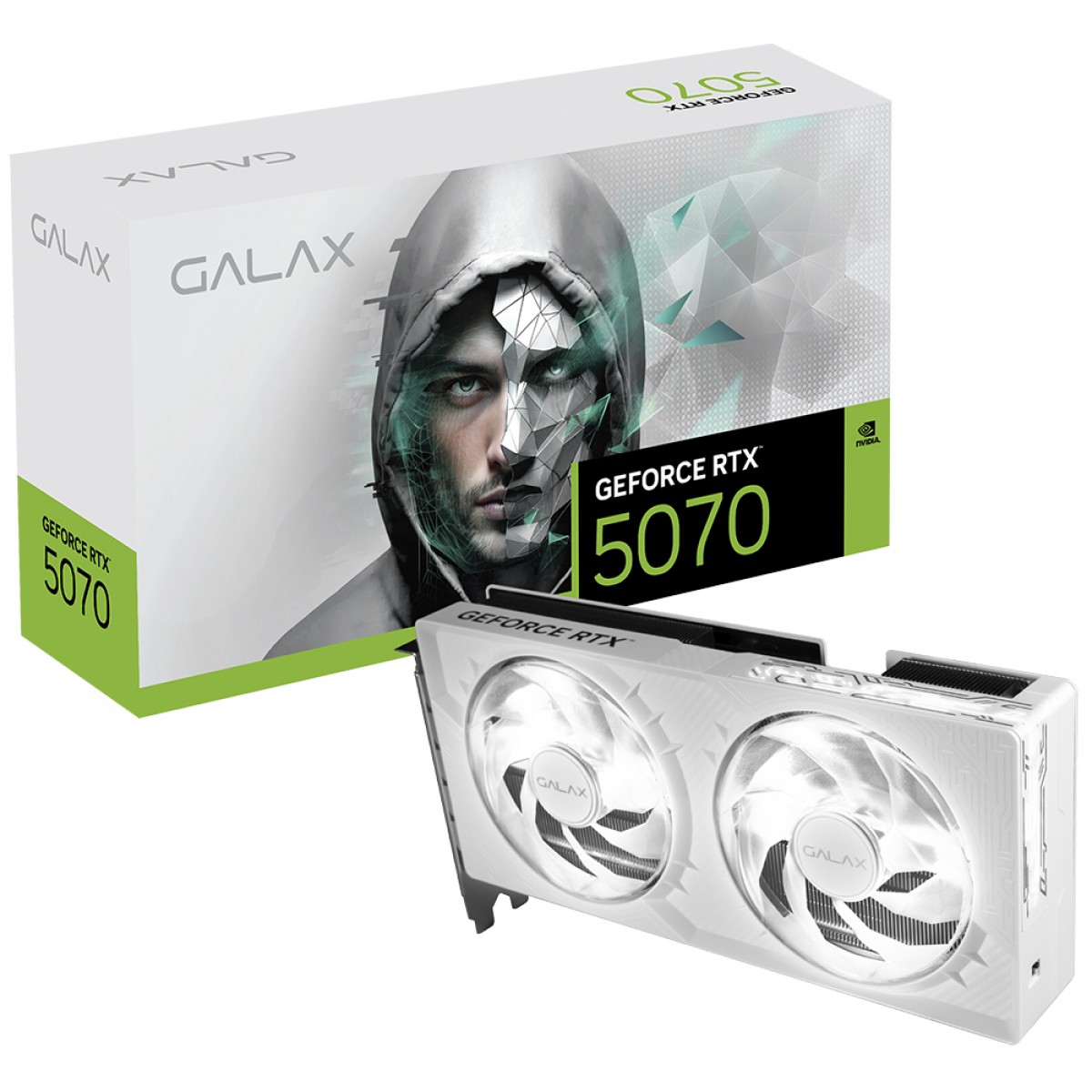 Placa de Vídeo Branca RTX 5070 12GB 1-Click OC Dual Fan GALAX NVIDIA GeForce, GDDR7, Ray Tracing, DLSS 4