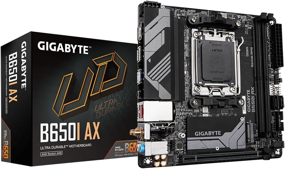 Placa Mãe Mini ITX B650I Gigabyte UD AX, AMD AM5, DDR5, WiFi, Bluetooth, M.2