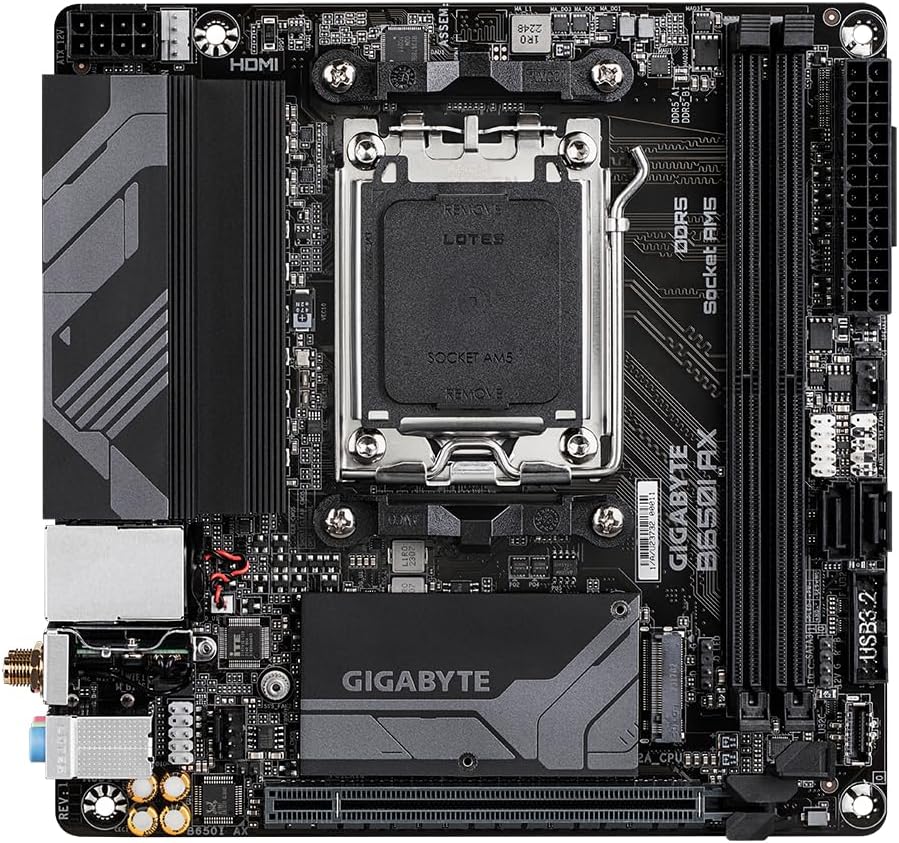 Placa Mãe Mini ITX B650I Gigabyte UD AX, AMD AM5, DDR5, WiFi, Bluetooth, M.2 - Imagem 2