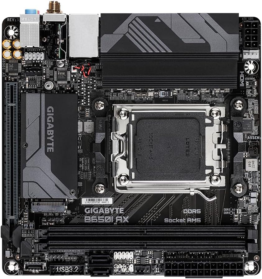 Placa Mãe Mini ITX B650I Gigabyte UD AX, AMD AM5, DDR5, WiFi, Bluetooth, M.2 - Imagem 3