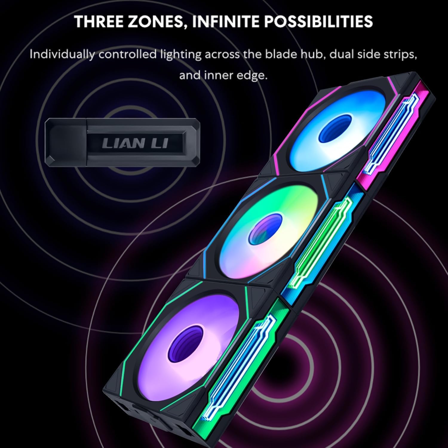 Kit 3x Cooler Fan Lian Li Uni Fan SL Infinity Wireless Blade Branco 120mm PWM ARGB, Com Controladora 12SLIN1W3W - Imagem 4