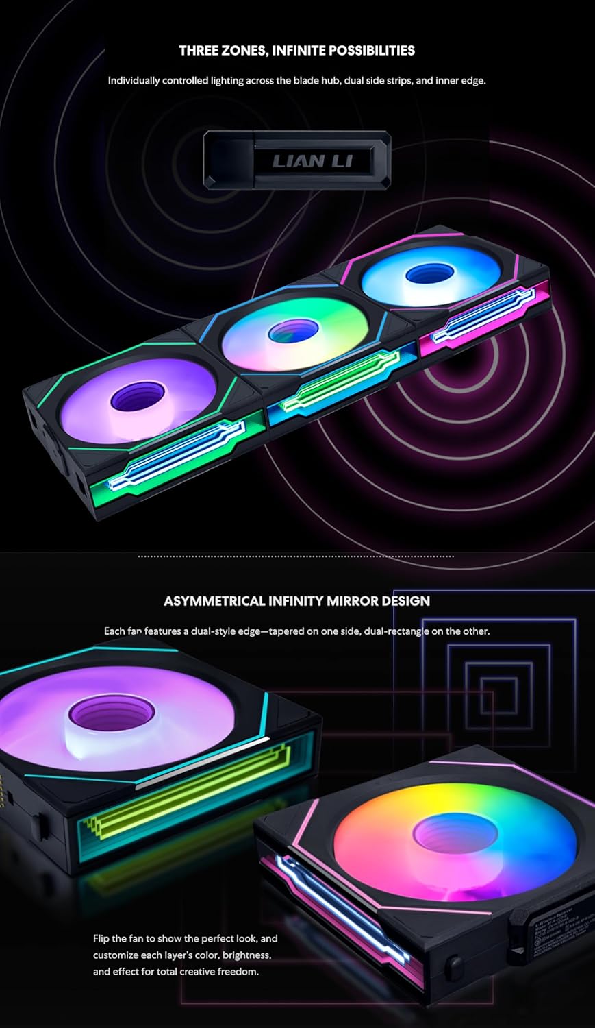 Kit 3x Cooler Fan Lian Li Uni Fan SL Infinity Wireless Blade Branco 120mm PWM ARGB, Com Controladora 12SLIN1W3W - Imagem 6