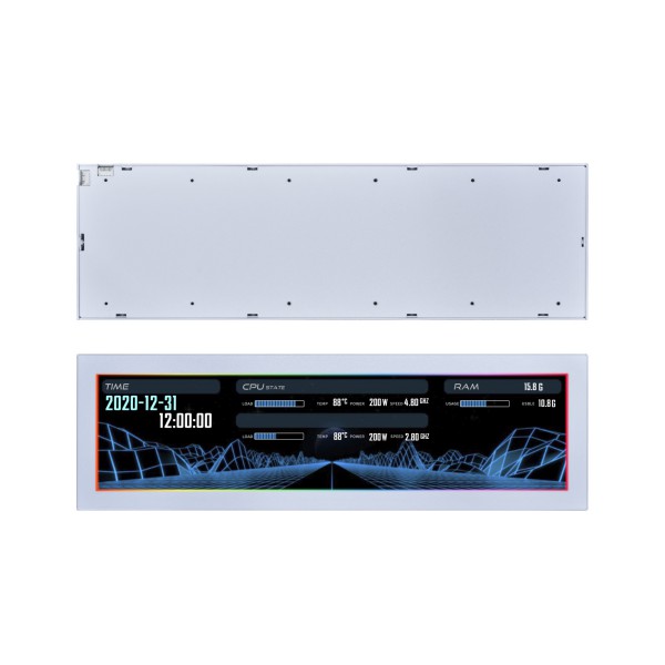 Tela LCD 8.8" Universal Para Gabinetes Lian Li, Branco Argb 1920x480p USB - SM088W
