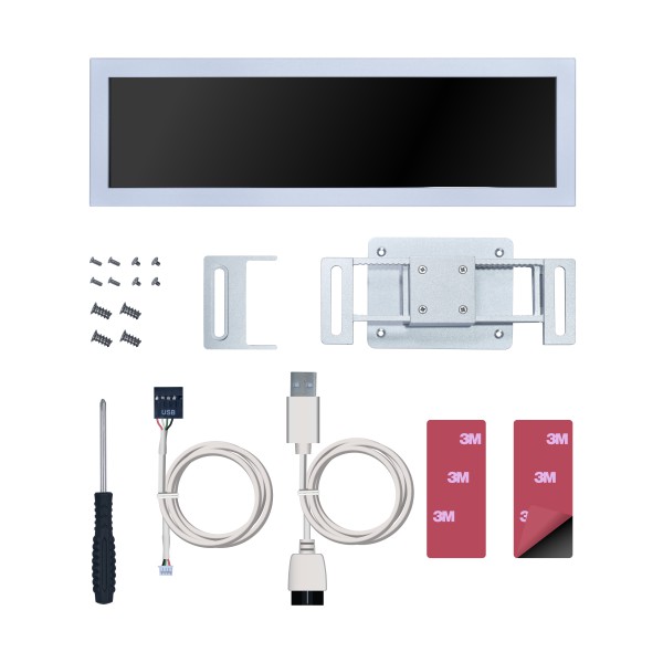 Tela LCD 8.8" Universal Para Gabinetes Lian Li, Branco Argb 1920x480p USB - SM088W - Imagem 6