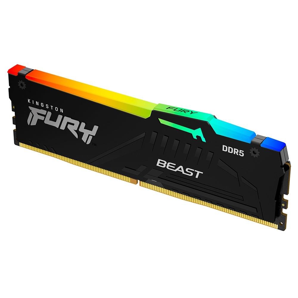 Memória DDR5 Kingston Fury Beast, RGB, 32GB (2x16GB), 5600MHz, DDR5, CL40, Preto - KF556C40BBAK2-32 - Imagem 2