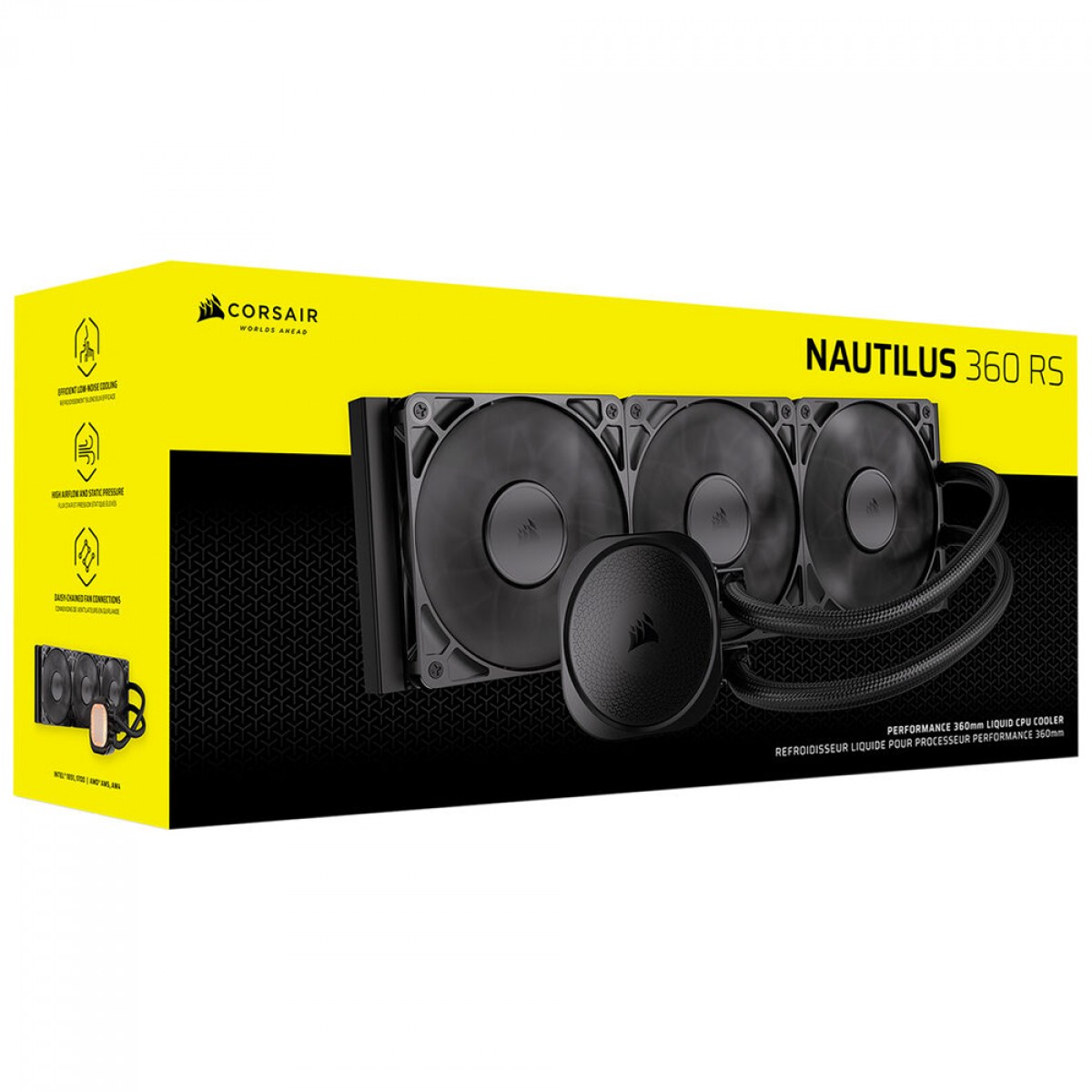 Water Cooler Corsair Nautilus RS Performance, 360mm, Intel-AMD, PWM, Preto, CW-9060089-WW
