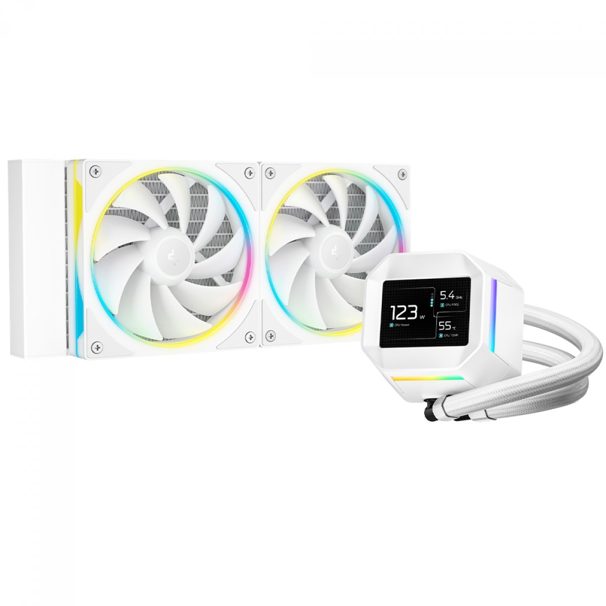 Water Cooler Deepcool LM240 Branco, ARGB, 240mm, Display LCD IPS, Intel-AMD - R-LM240-WHDMMC-1