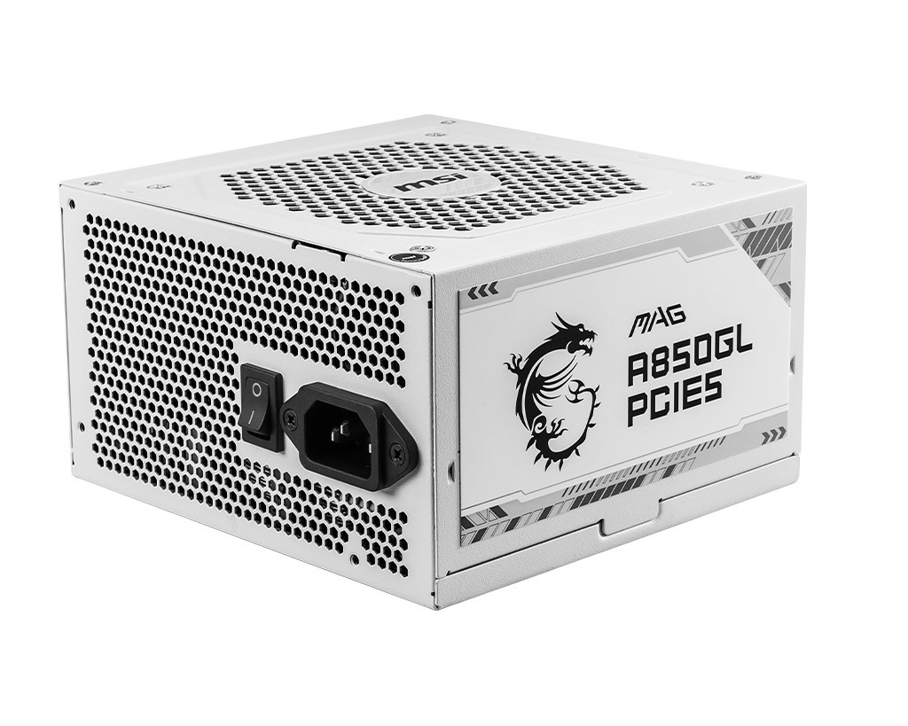 Fonte 850W Branca MSI MAG A850GL, 80 Plus Gold, Modular, PFC Ativo, ATX 3.1, PCIE 5.1 - Imagem 2