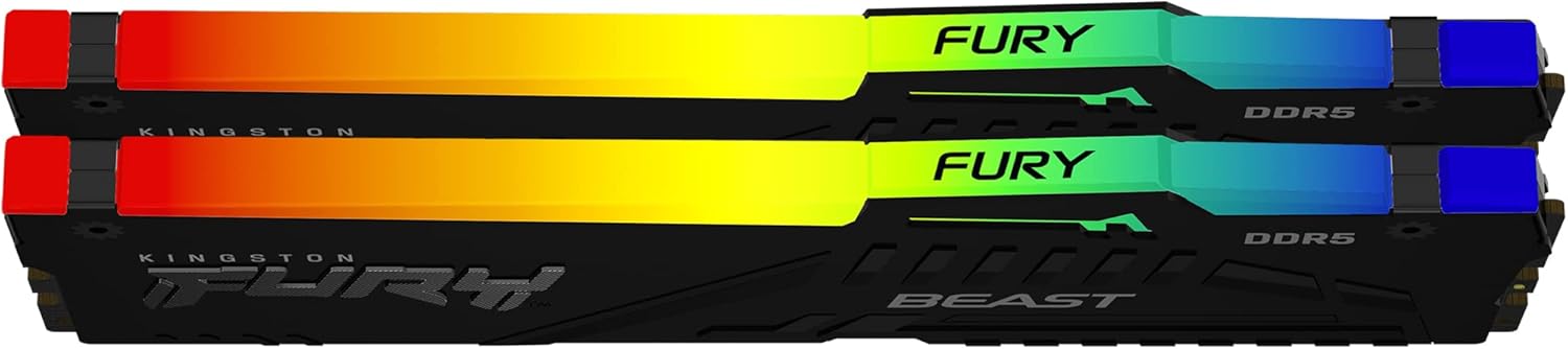 Memória RAM DDR5 64GB (2x32GB) Kingston Fury Beast RGB, 5200MHz, CL40, Intel XMP, Preto - KF552C40BBAK2-64 - Imagem 2