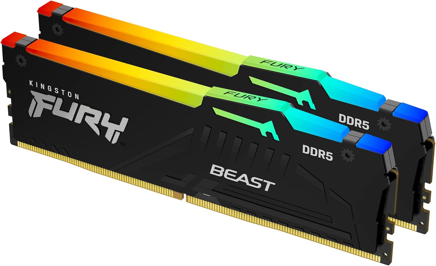 Memória RAM DDR5 64GB (2x32GB) Kingston Fury Beast RGB, 5200MHz, CL40, Intel XMP, Preto - KF552C40BBAK2-64