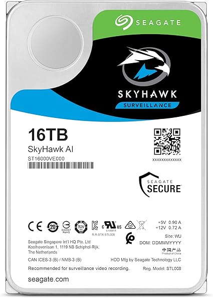 HD 16TB SATA3 Seagate SkyHawk AI - ST16000VE004 (3,5pol, 6Gb/s, Helium, 512MB Cache, CMR) - Imagem 2