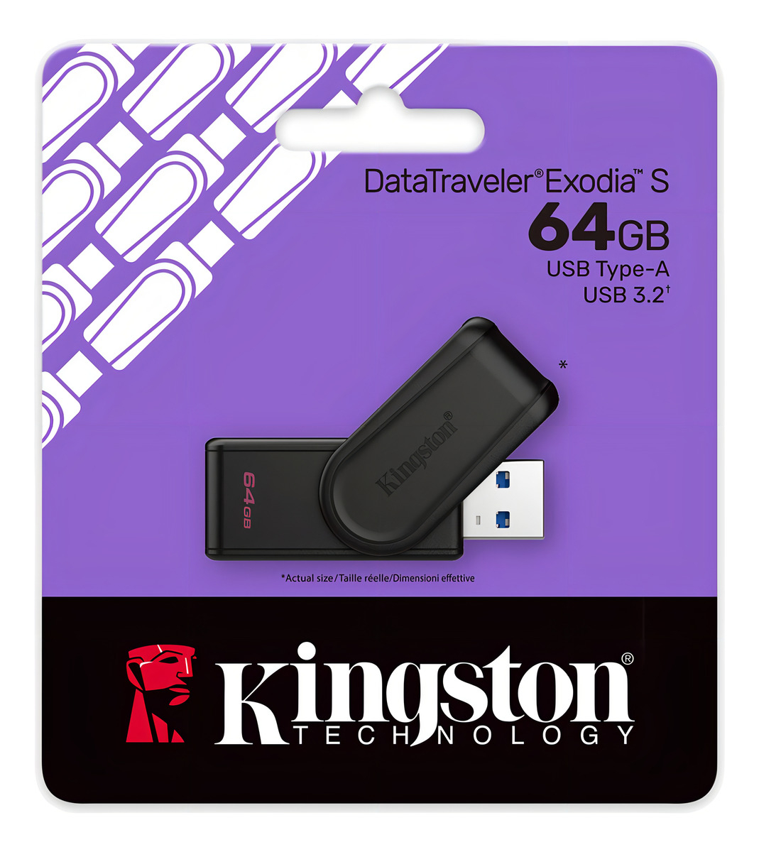 Pen drive Kingston DataTraveler Exodia S, 64 GB, USB 3.2, Preto, DTXS-64GB