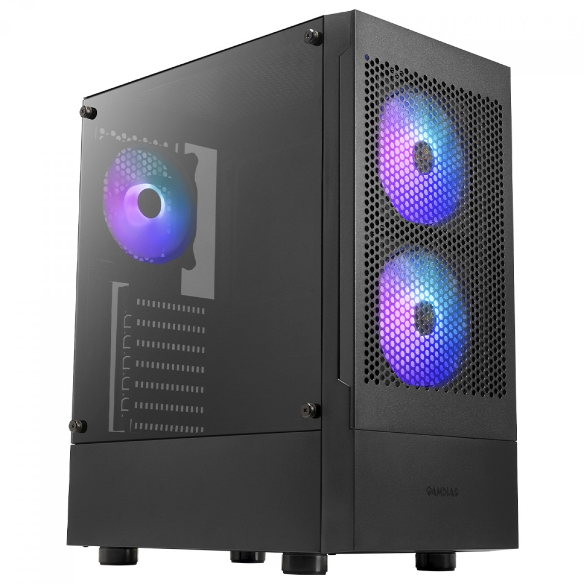 Gabinete Gamer Gamdias Talos E3 Mesh, Vidro Temperado, Mid Tower, ATX, Com 3 Fans ARGB, Preto