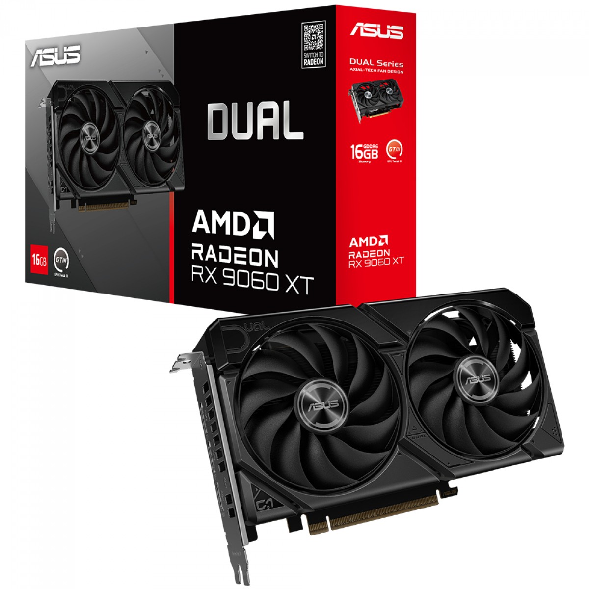 Placa de Vídeo RX 9060 XT 16GB Asus AMD Radeon Dual, GDDR6, FSR, Ray Tracing