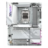 Placa Mãe Branca X870E Gigabyte AORUS ELITE ICE WIFI7 e Bluetooth, AMD AM5, ATX, DDR5, PCI 5.0