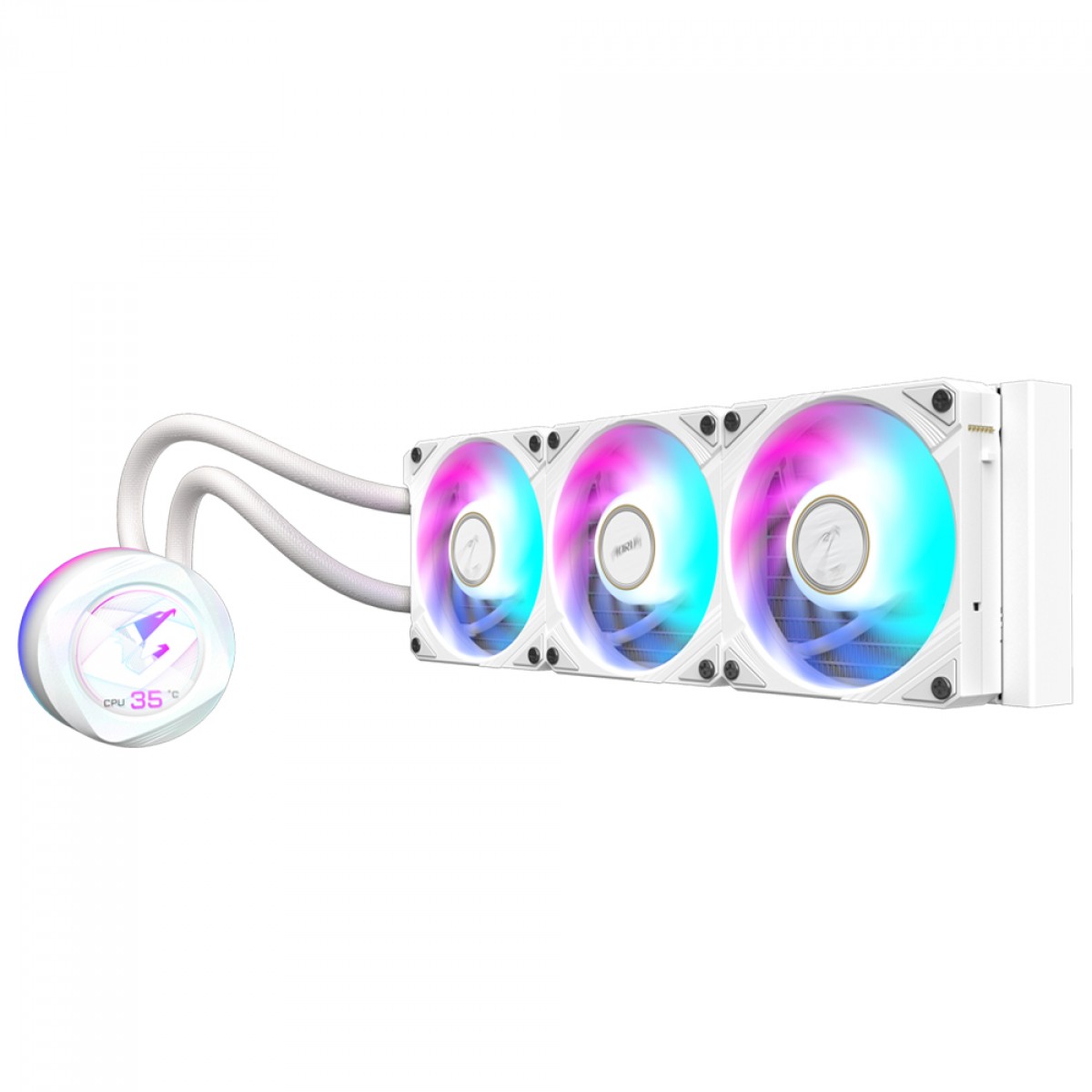 Water Cooler Branco Aorus 360 ICE, ARGB, 360mm, AMD/Intel, com Display LCD, WATERFORCE X II 360 - Imagem 2