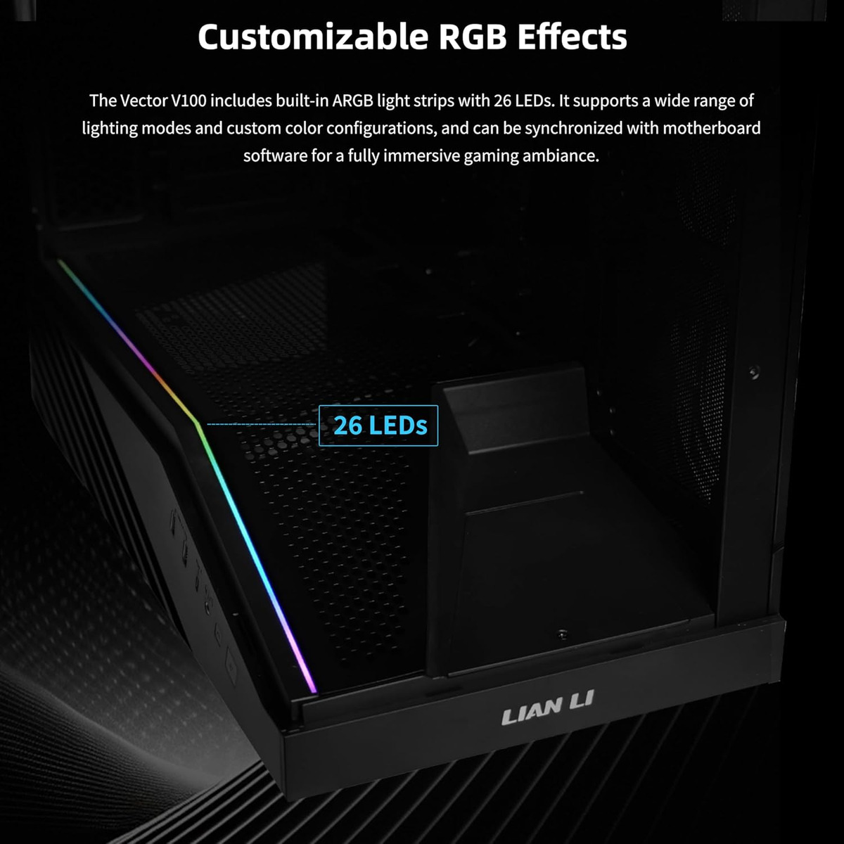 Gabinete Lian Li Vetor V100, Mid Tower, Vidro Temperado, E-ATX, Com 4x Fans ARGB- V100RX - Imagem 5