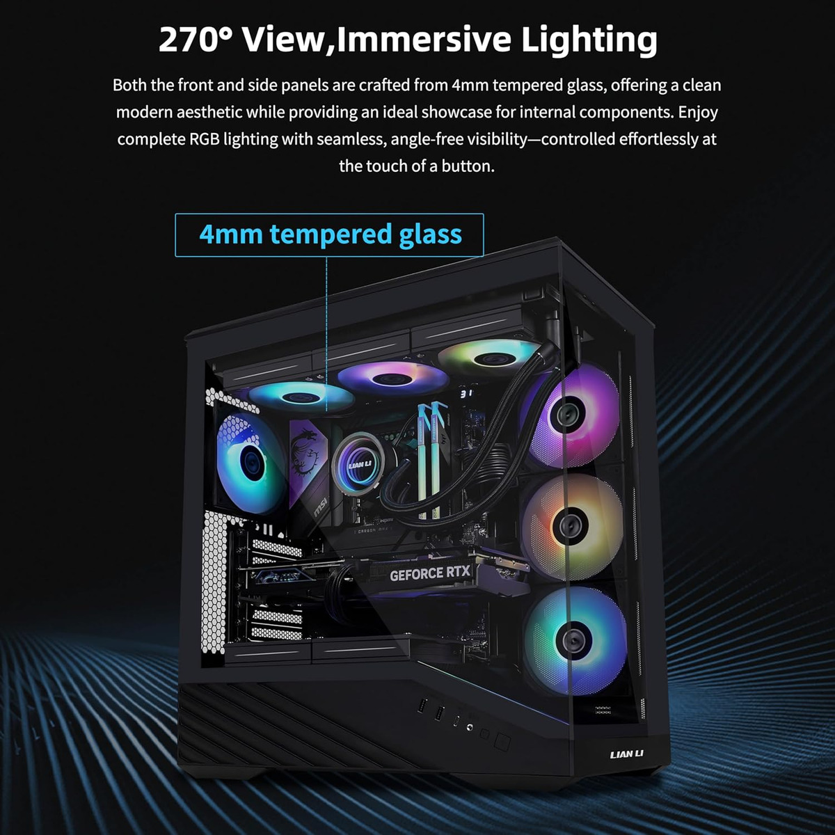 Gabinete Lian Li Vetor V100, Mid Tower, Vidro Temperado, E-ATX, Com 4x Fans ARGB- V100RX - Imagem 4