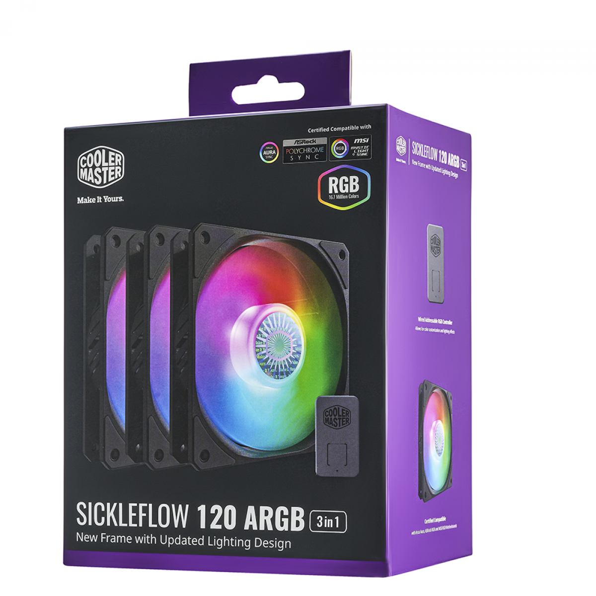 Kit 3x Coolers para Gabinete Cooler Master SickleFlow, 120mm, ARGB, Preto, 62 CFM, 27 dBA e 1800RPM - MFX-B2DN-183PA-R1 - Imagem 5