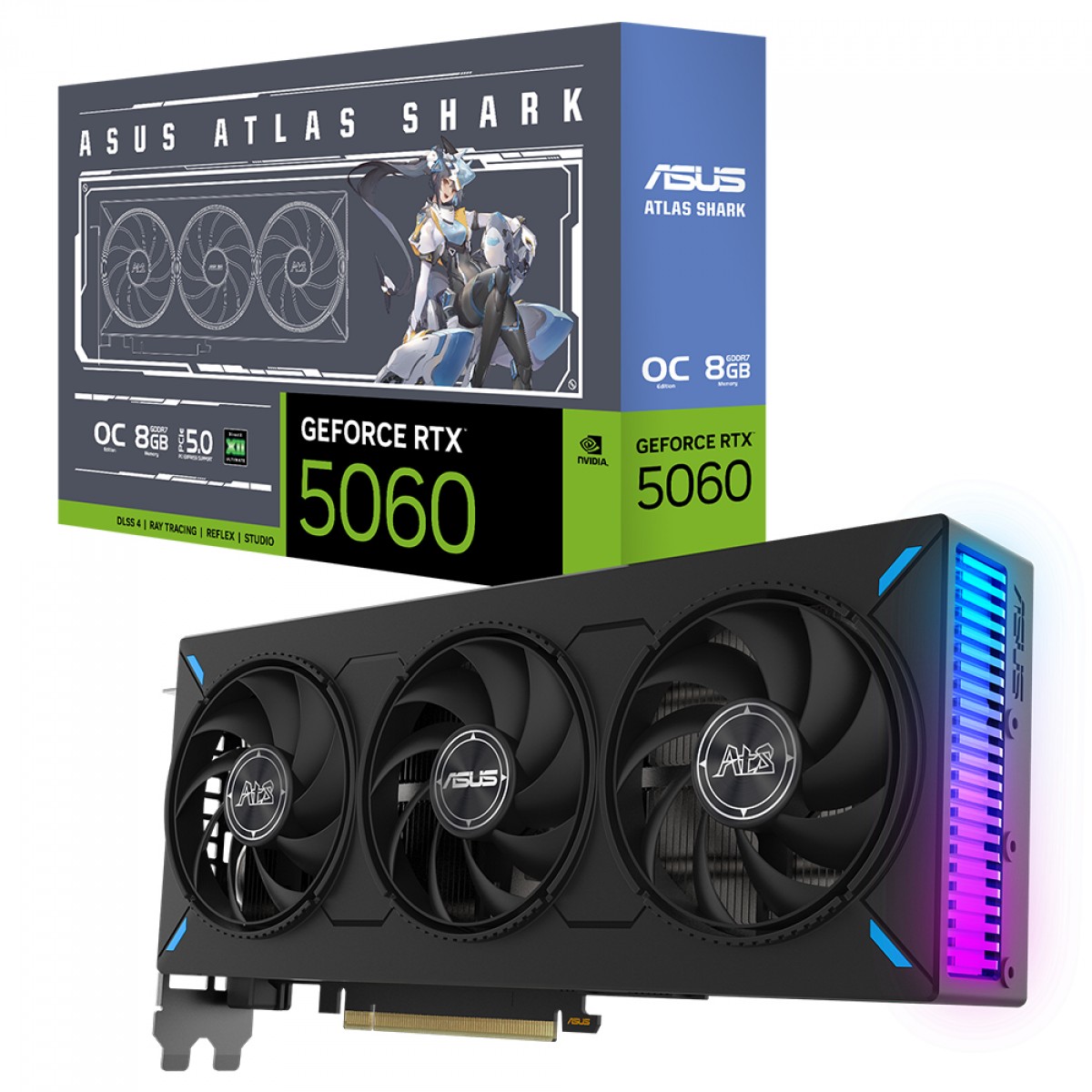 Placa de Vídeo RTX 5060 Asus Triple Fan NVIDIA GeForce ATS OC, 8GB, GDDR7, DLSS, Ray Tracing