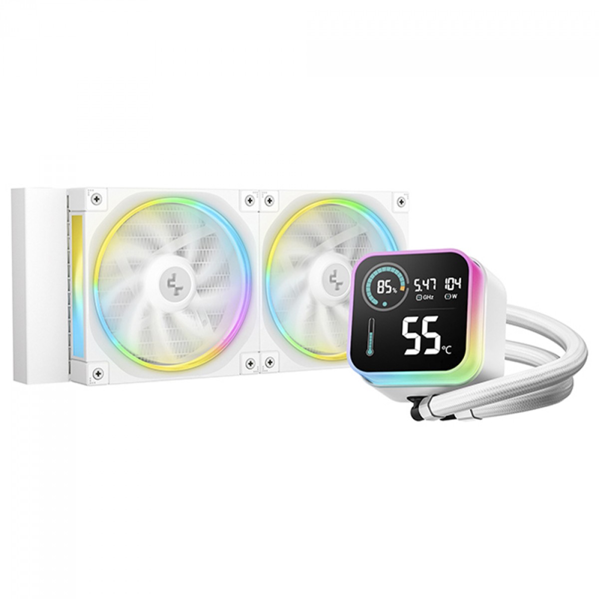 Water Cooler DeepCool LQ240 WH, ARGB, 240mm, Com Display, Intel-AMD, Branco, R-LQ240-WHDSMC-G-1 - Imagem 2