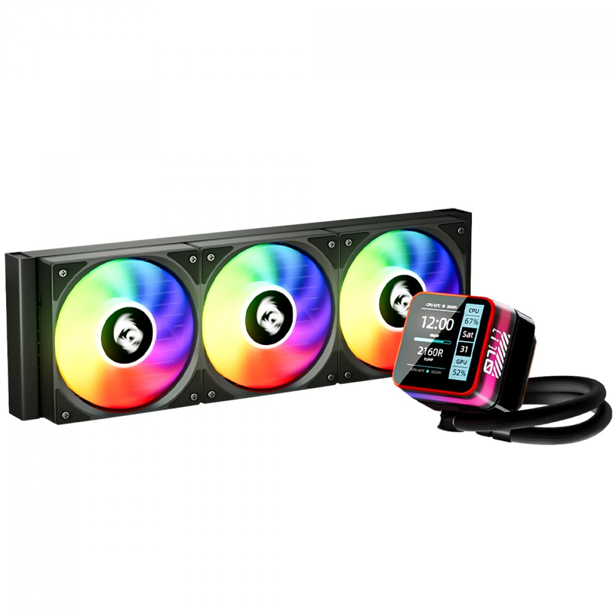 Water Cooler Redragon CCW-3015R, ARGB, 3 fans 360mm, Com Display LCD, Intel-AMD, Preto - Imagem 3