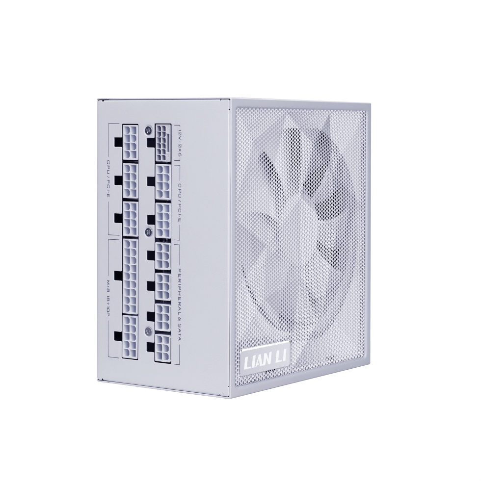 Fonte 1200W Lian Li 80 Plus Platinum Branca, Full Modular, Com cabos Sleveeds, ATX 3.1 - SX1200P