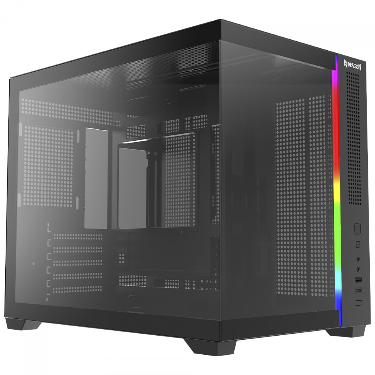 Gabinete Gamer Redragon Wideload Mini Lite, RGB, Mid Tower, Vidro Temperado, mATX, Sem Fan, Preto, CA-611B - Imagem 2